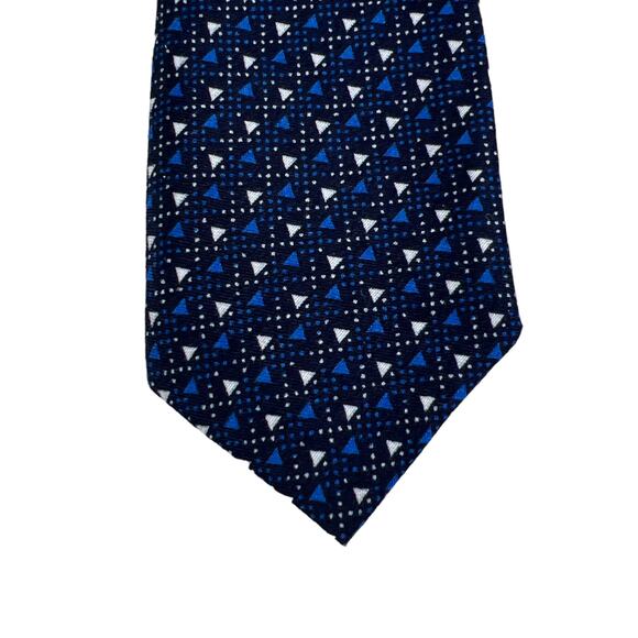 Craft + Flow Boys Kids Geometric Necktie Triangles Blue White 49" - Picture 1 of 11